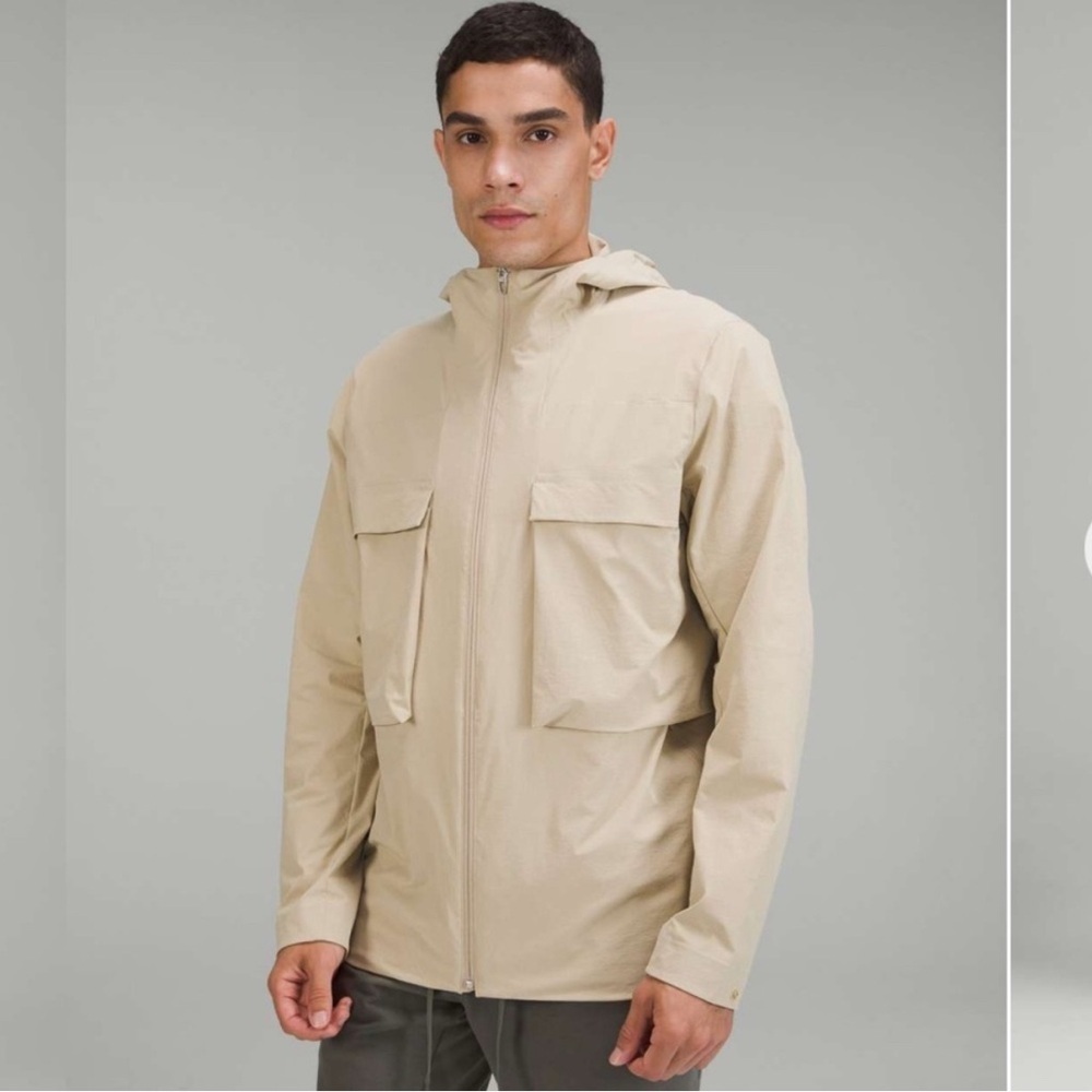 lululemon athletica Men's Stretch Cargo Trench Tan Beige Hooded Coat | XXL